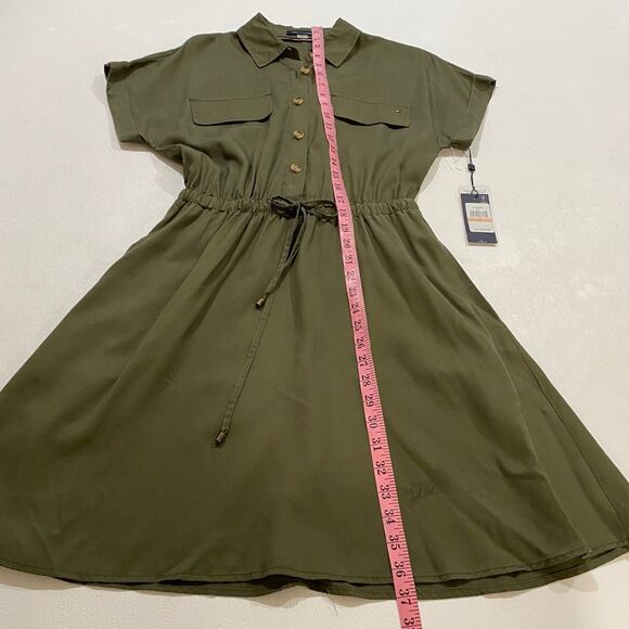 Tommy Hilfiger Olive Green Utility Shirt Dress NWT Size 2 - Picture 10 of 15